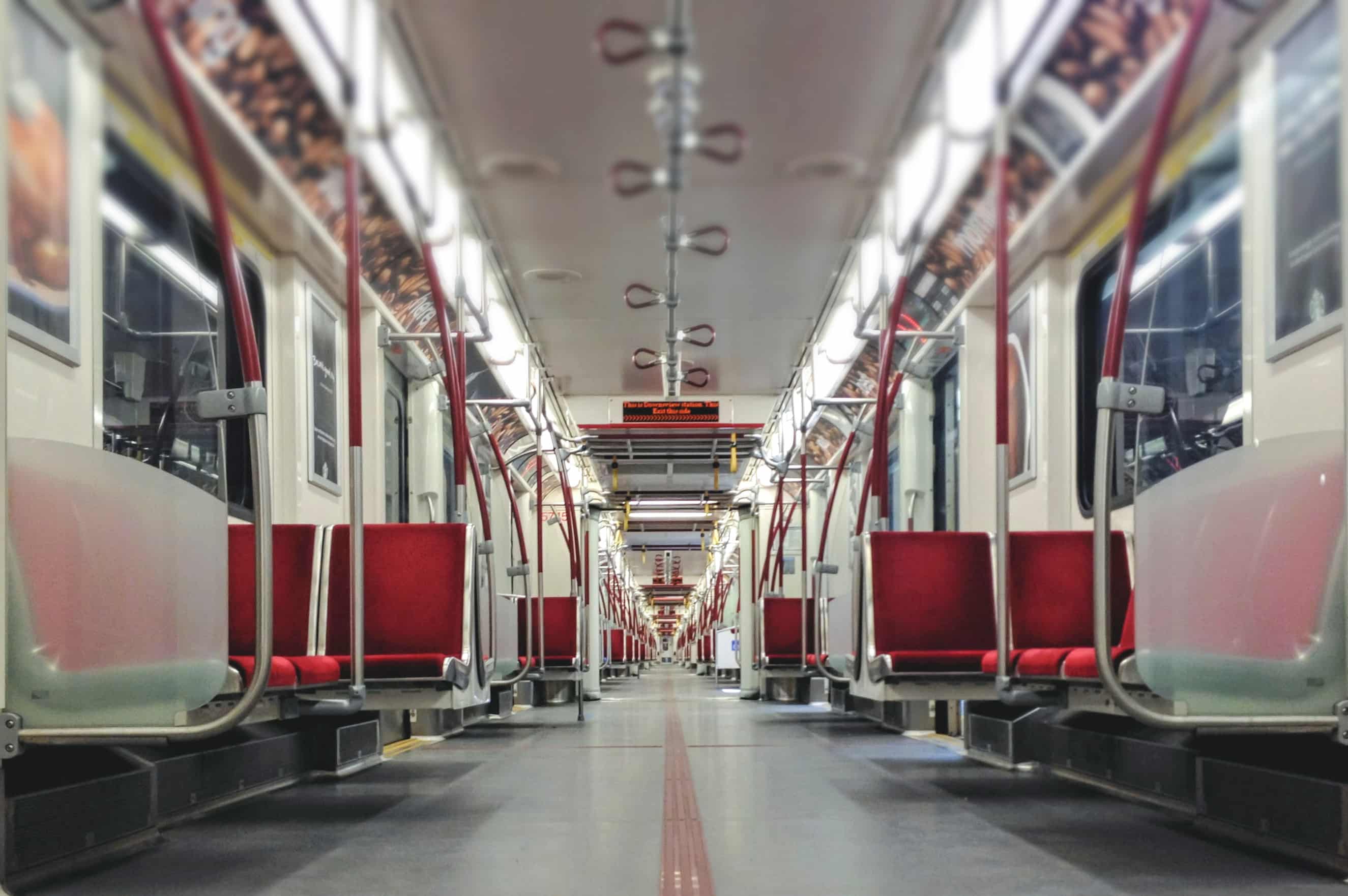 interior of a ttc subway car in Toronto